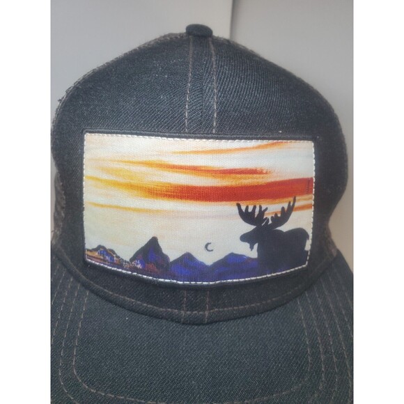 Mens Meshback Trucker Hat Artist Mountain Moose Snapback Patch NWOT - Picture 2 of 8